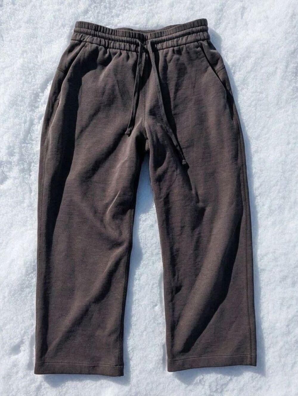 Lululemon Womens 6 Brown Cropped Wide Leg Sweatpants Modal Athleisure Cozycore